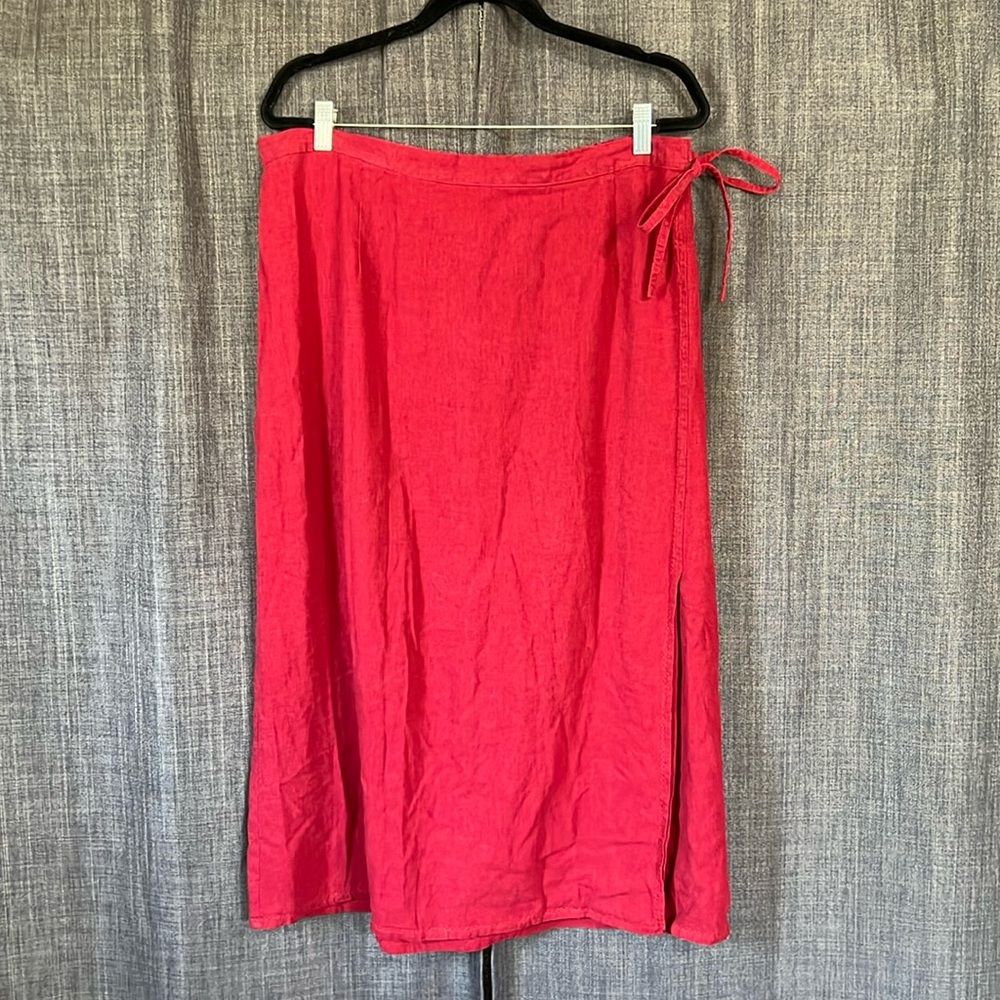 White stag red linen midi skirt with side slit size 18W